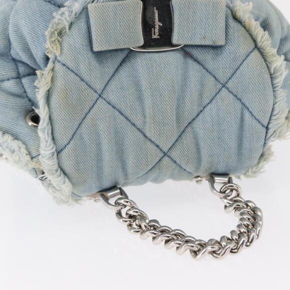 Salvatore Ferragamo Vala Backpack Denim 2way Blue Silver Auth 156378 main image 8